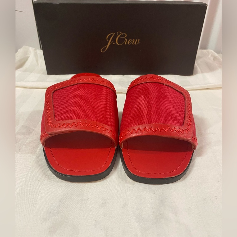 J. Crew Red Slide Sandals